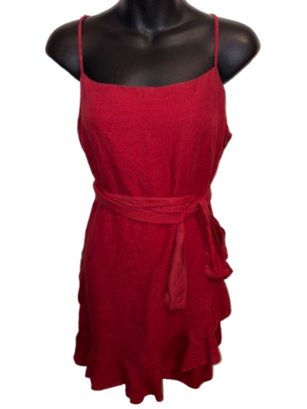 Zara Crimson Red Spaghetti-Strap Tie-Waist Mini Dress NWT Size L